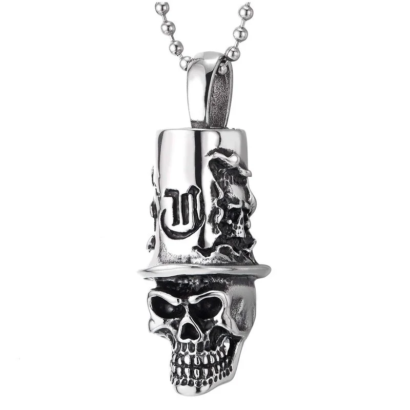 

Popular fashion punk retro style top hat skull necklace pendant gothic trendy boy hip hop rock locomotive party accessory gift
