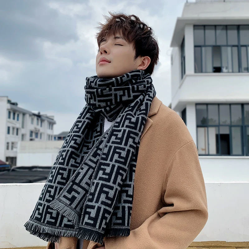 

Classic Designer Winter Scarf Men Cashmere Business Scarves Luxury Brand Letters Print Shawl Wraps Foulard Soft Warm Scarfs