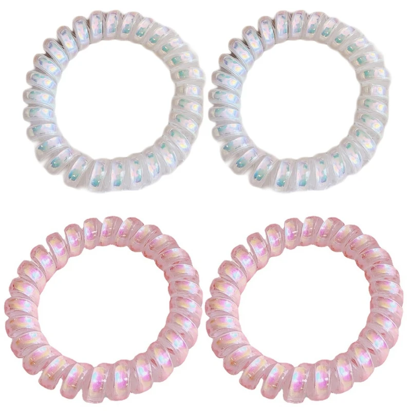 

2 Pieces Spiral Hair Ties Ring Phone Cord Coil Elastic Rope Colorful Traceless Head Accessories for Women Girls