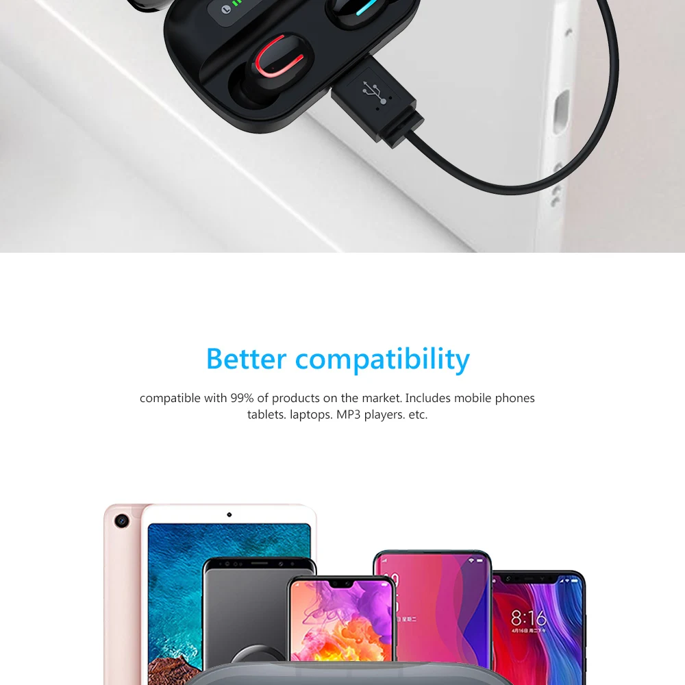 Q82 TWS беспроводные наушники 8D стерео мини Bluetooth наушники 5,0 с двойным микрофоном спортивные водонепроницаемые наушники гарнитура для автоматического сопряжения