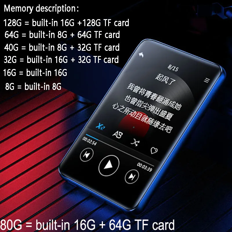 Новинка Bluetooth mp4 плеер 2 4 дюймовый полный сенсорный экран Встроенный динамик с
