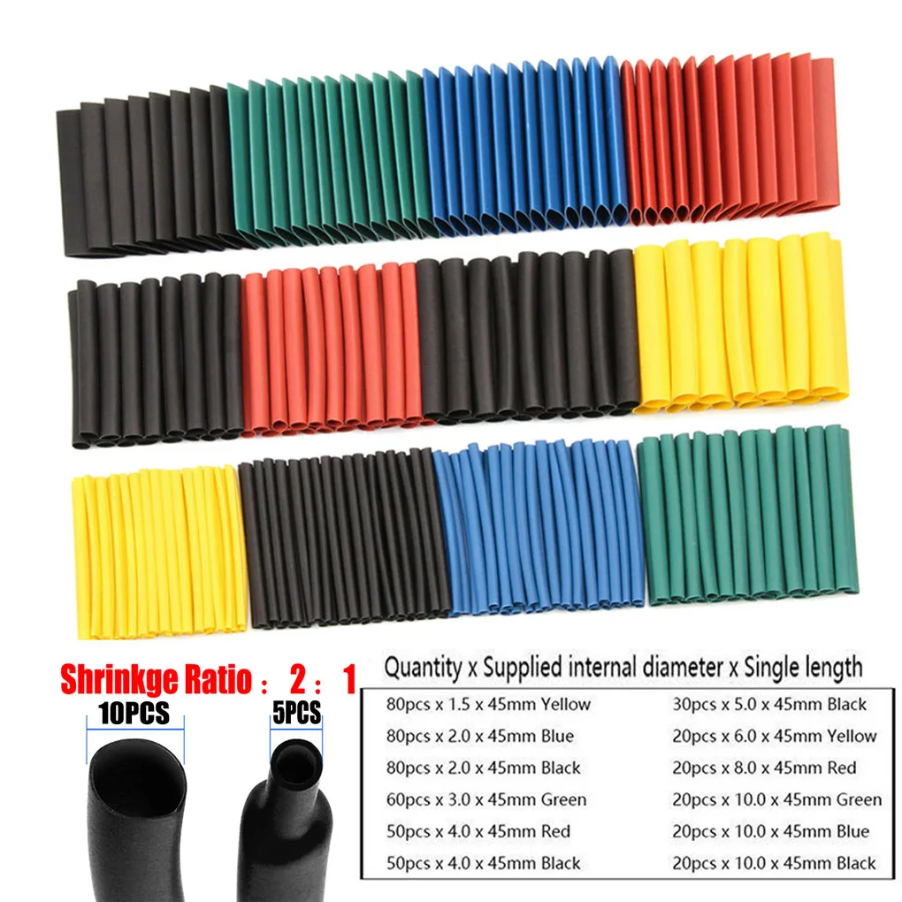 

530 Pcs/set Wire Heat Shrink Sleeve Assorted Set Polyolefin 2:1 Shrinkage Ratio Cable Shrinkable Tube 2021 new