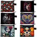 Мультяшный Готический Кошелек для монет для девочек, Индивидуальная сумка для карт с 3D-принтом черепа, Портативная сумка для покупок, маленькая сумка для хранения, подарок