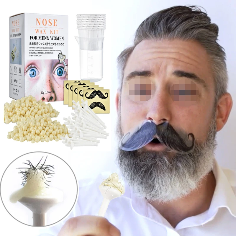 Painless Nose Wax Kit Men Women Safe Quick Hair Removal Waxing Kit Moustache Stencils Ear Nose Hair Beauty Tool Free shipping