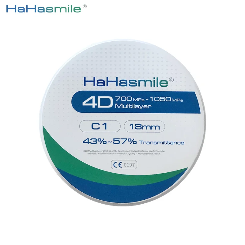 

HaHasmile 4D 6 Layers Multilayer 98-C1 Color Dental Materials Ultrathin Upper Anterior Teeth 12mm/14mm/16mm/18mm/20mm/22mm/25mm