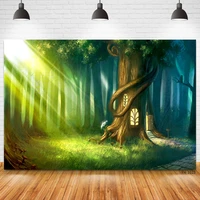 morning dreamy forest fairy tale tree house jungle background baby shower child photography backdrop photocall photo studio prop