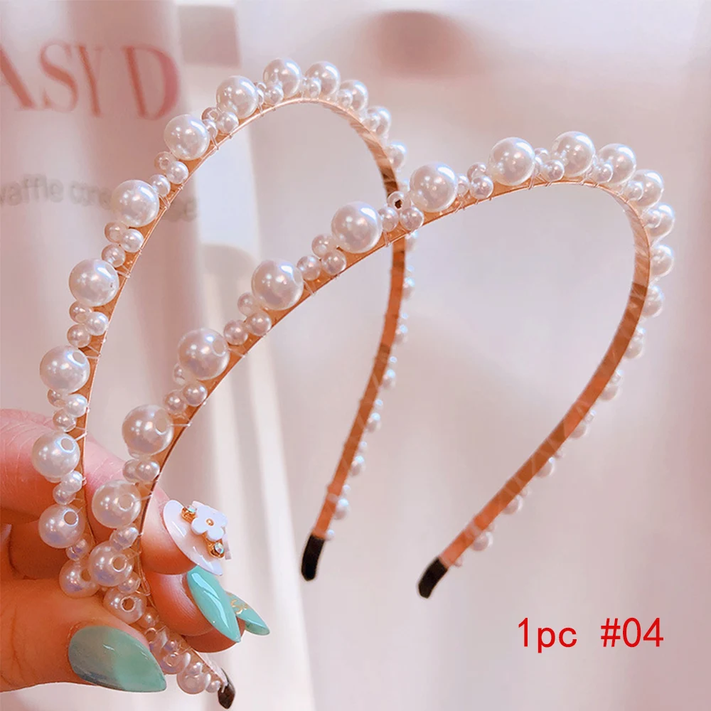 

1 PC New Sample Design Imitation Pearl Hair Band Girls Hair Accessories Women Bow Beaded Headband Wedding Party Bridal Hair Hoop