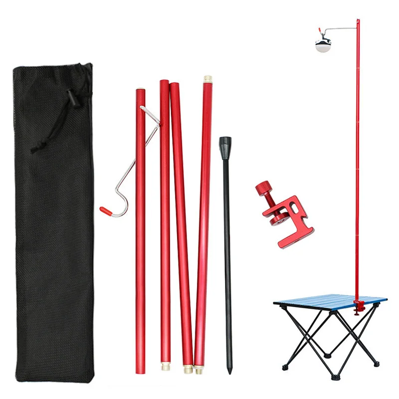 

Multifunctional Camping Folding Lamp Pole Kit Outdoor Aluminum Alloy Tent Table Hanging Light Portable Fishing Fixing Stand