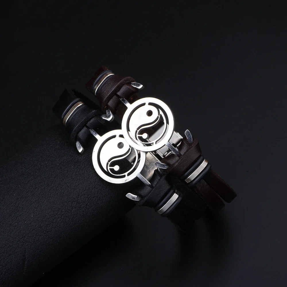 22 см длинный Браслет из нержавеющей стали тайцзи Инь и Ян сплетни браслет