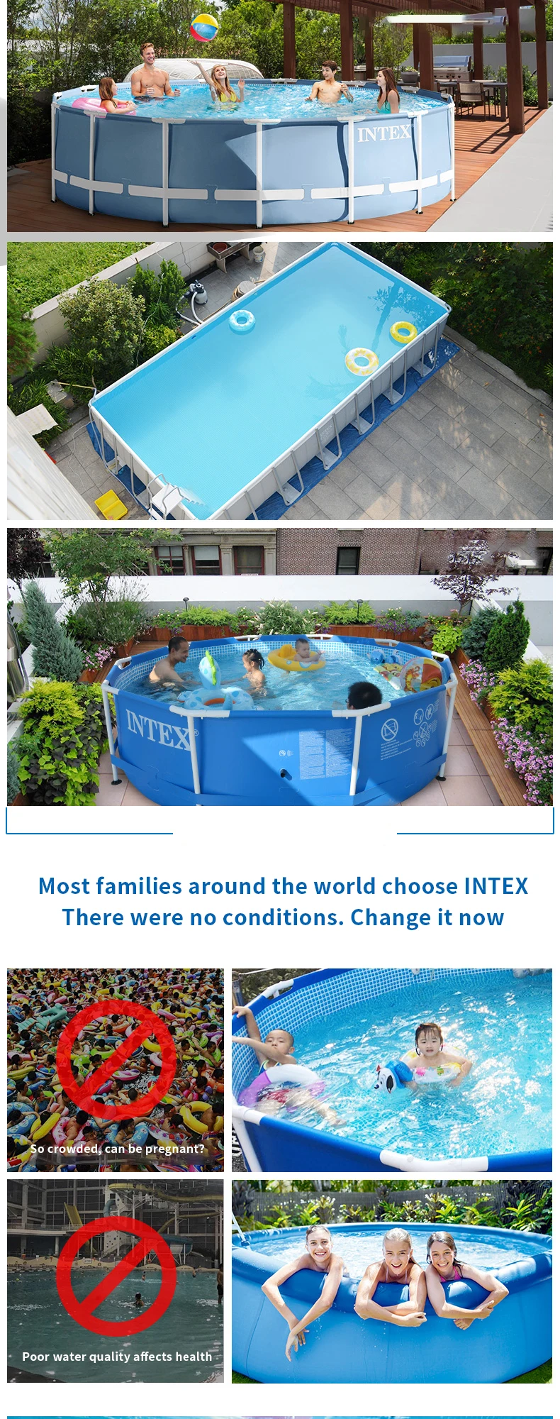 Надувной бассейн intex крупногабаритный домашний бассейн для взрослых и детей