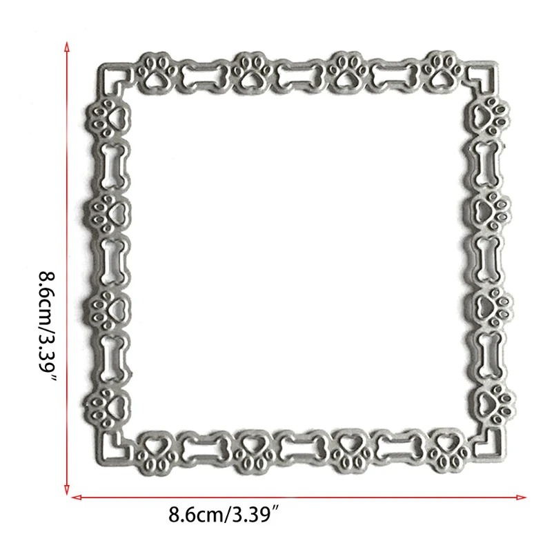 

2021 New Square Dog Paw Bone Metal Cutting Dies Stencil Scrapbooking DIY Album Stamp Paper Card Mold Embossing Decoration