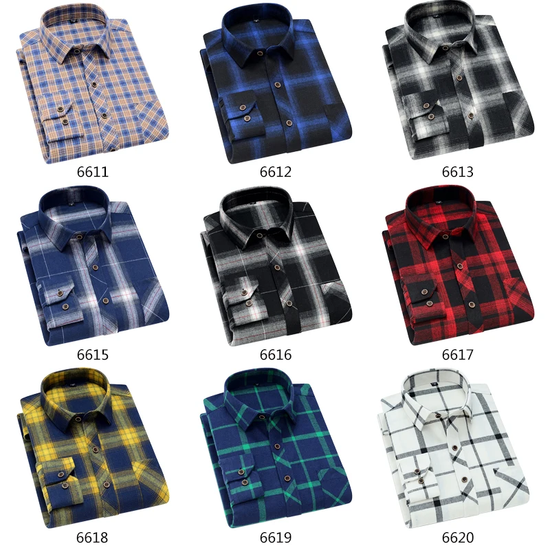 Aoliwen Brand men Flannel wrinkle-resistant plaid long sleeve shirt men's 2021high quality sweat absorbent casual slim shirts
