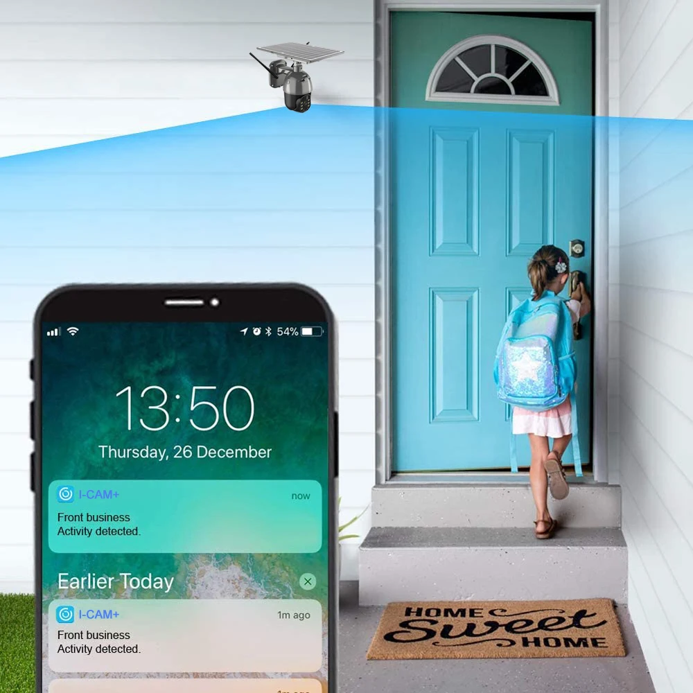 

Solar 4G WiFi camera 3MP 1536p 1080p PTZ camera waterproof outdoor 4G LTE SIM card wireless remote control color night vision