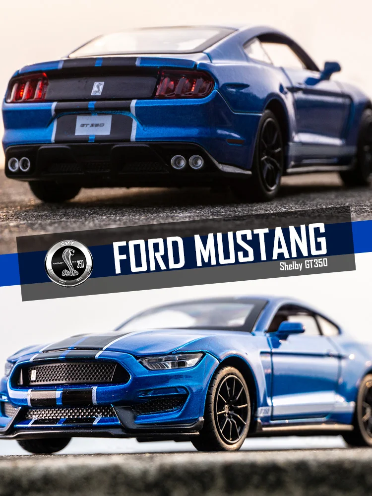 

New 1:32 High Simulation Supercar Ford Mustang Shelby GT350 Car Model Alloy Pull Back Kid Toy Car 4 Open Door Children's Gifts