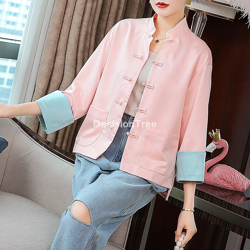 Рубашка Женская атласная с вышивкой в традиционном китайском стиле Ципао на