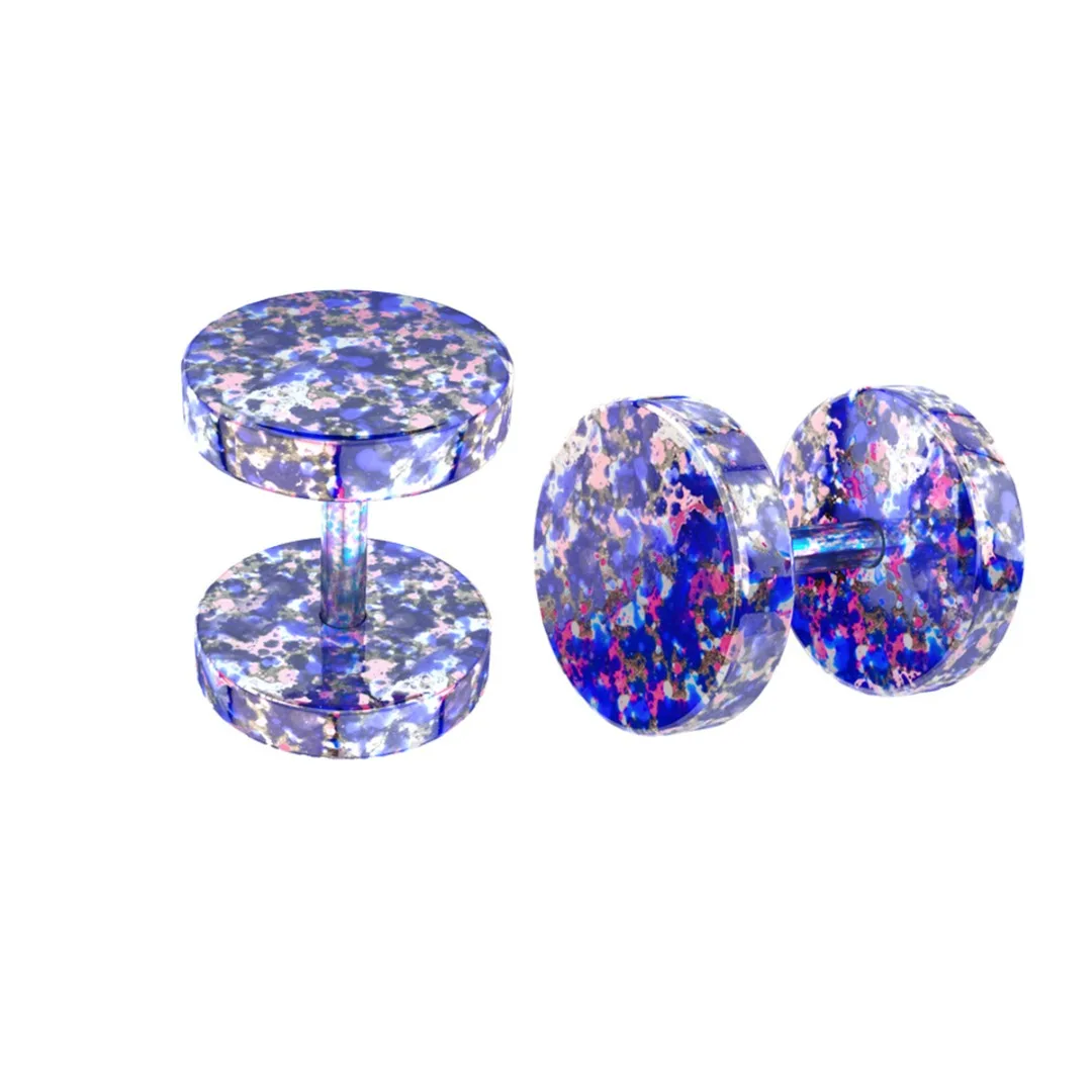 Серьги гвоздики из нержавеющей стали с искусственными заглушками цветные