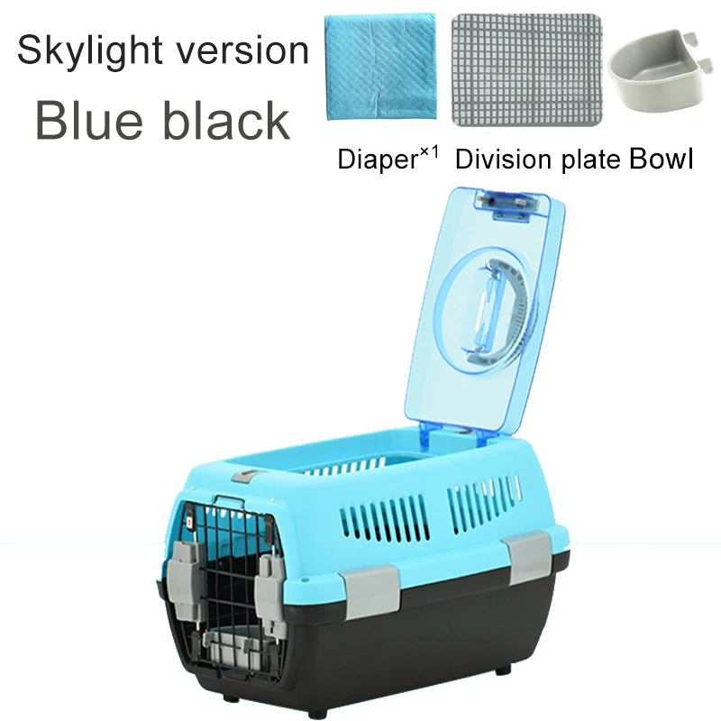 skylight blue black Переносная сумка для питомцев, дышащая, для собак, кошек, сумка-переноска, чехол, большое пространство, одобренная авиакомпанией, переносная переноска, для путешествий, для щенков, клетка, коробка - Цвет: skylight blue black