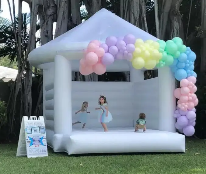 Бесплатная доставка по воздуху до двери белый надувной Свадебный батут