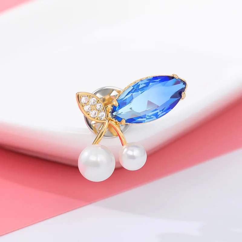 Роскошная циркониевая вишневая брошь искусственный жемчуг стразы броши для