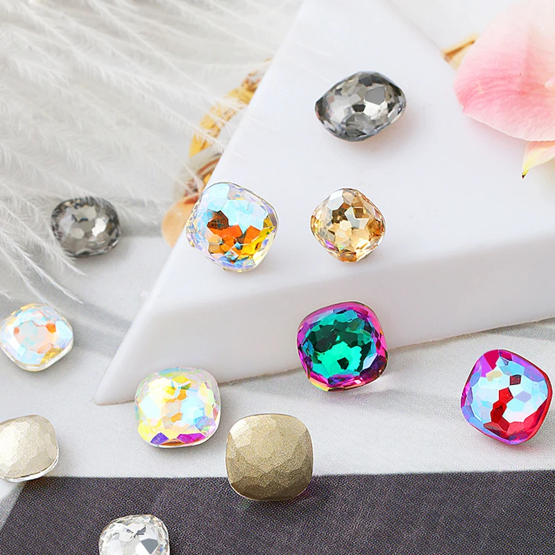 

8mm 10mm Light siam AB Pointback Fancy Crystal Rhinestones for Gems decoration Fat Square Stones Crystal Accessory Jewellery mak