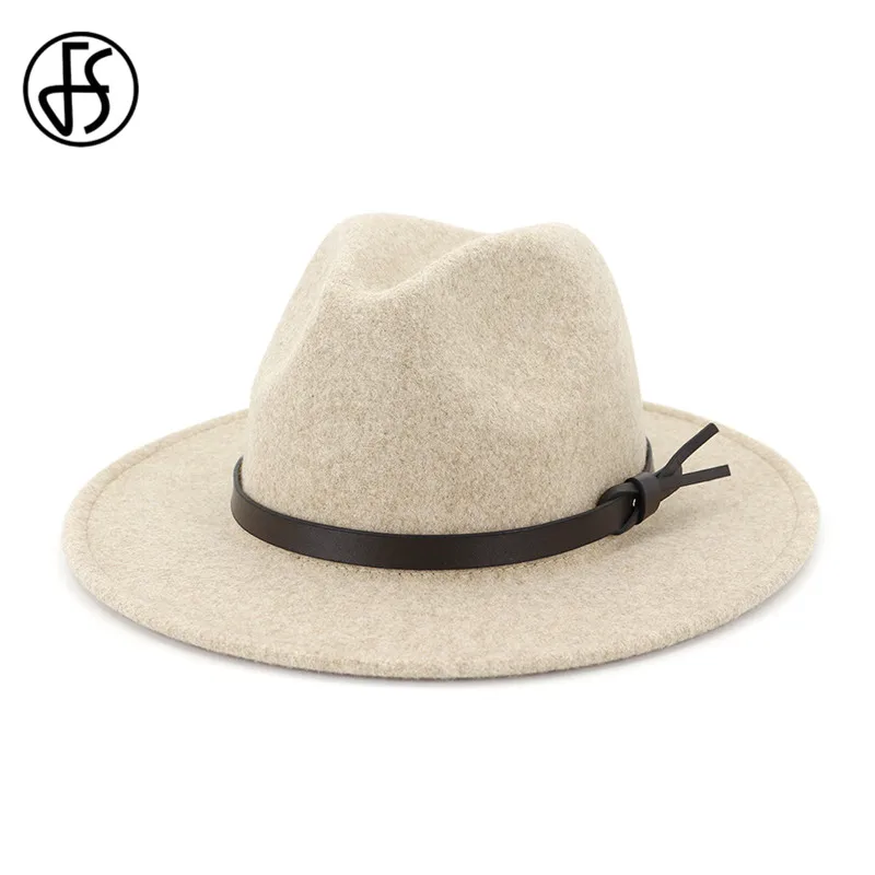 FS Мужские фетровые шляпы бежевого и белого цветов шерсть фетровая шляпа женская