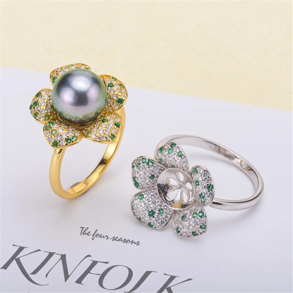 

Ring Mount Pearl Accessories Adjustable Size 925 Sterling Silver Ring Jewelry DIY No Pearl