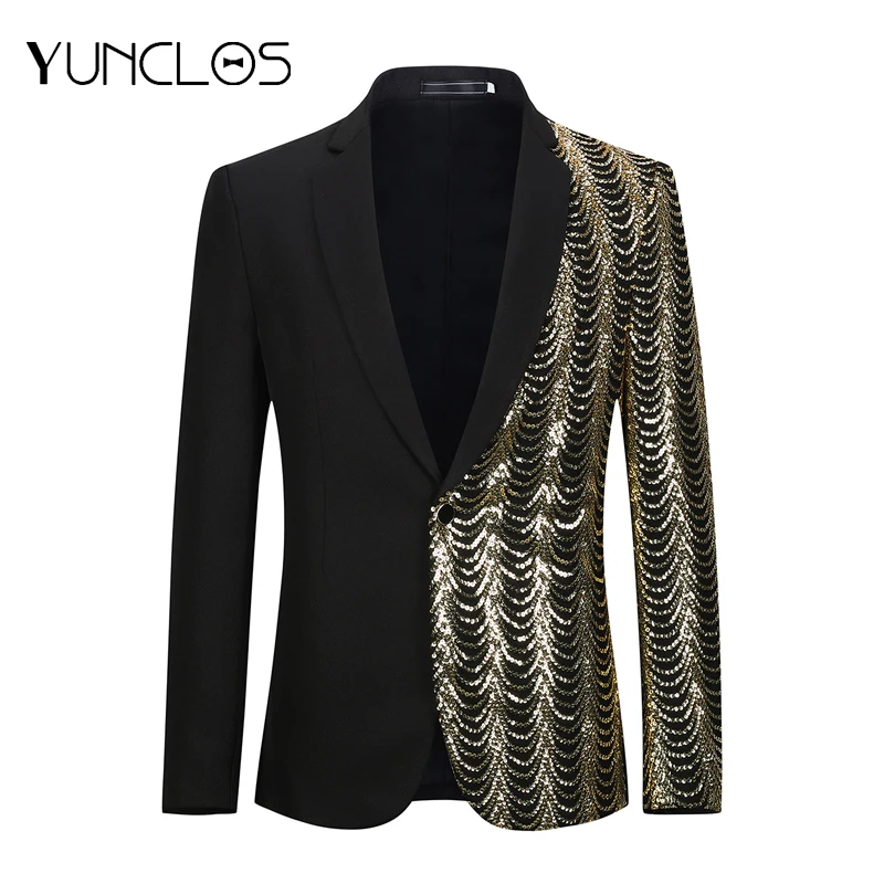 

Мужской однобортный сценический костюм с блестками, европейский размер