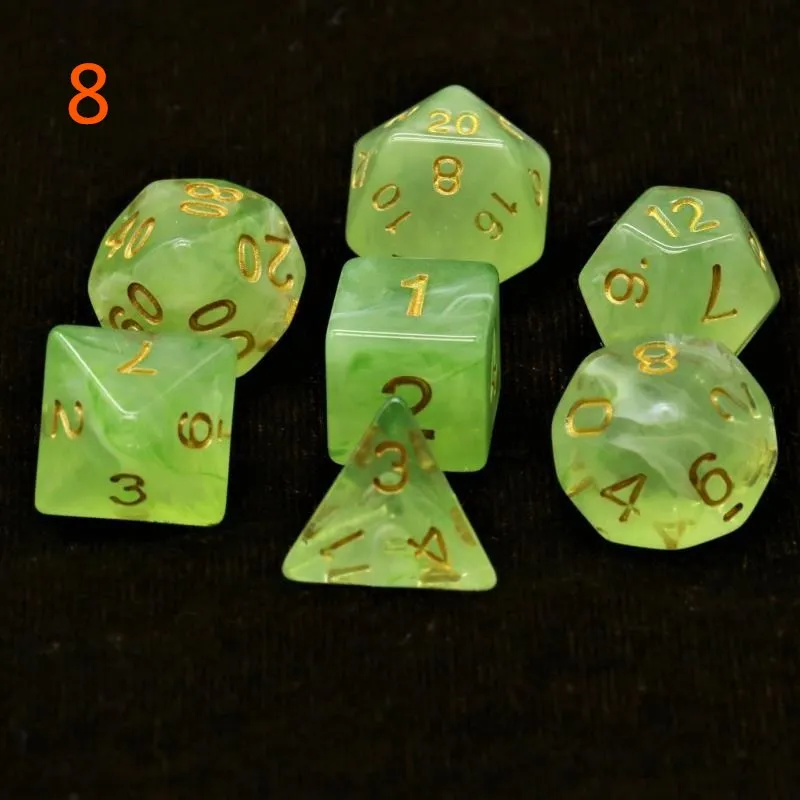 7 шт./лот 8 цветов многогранные игральные кости d& d d4 d6 d8 d10 d% d12 d20 многогранные TRPG игры игральные кости набор - Цвет: 8