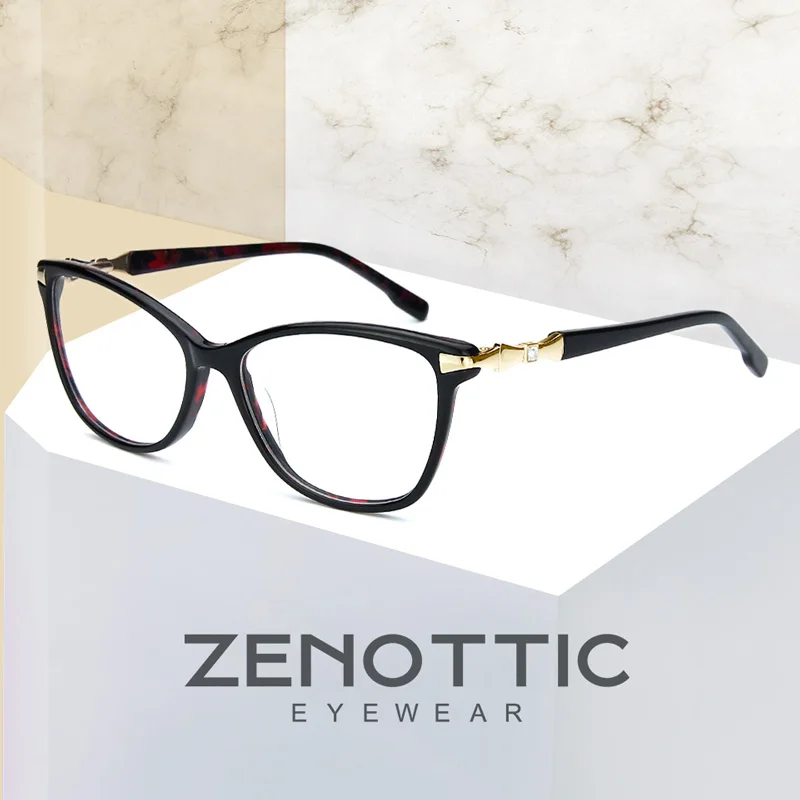 Женские оптические очки ZENOTTIC из ацетата Рецептурные кошачий глаз фотохромные с