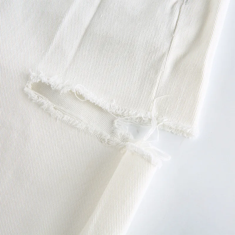 

Women's Korean Clothing 2021 Summer White High Waisted Sports Wide Leg Jogger Pants Ripped Sweatpants Cargo Baggy Trousers