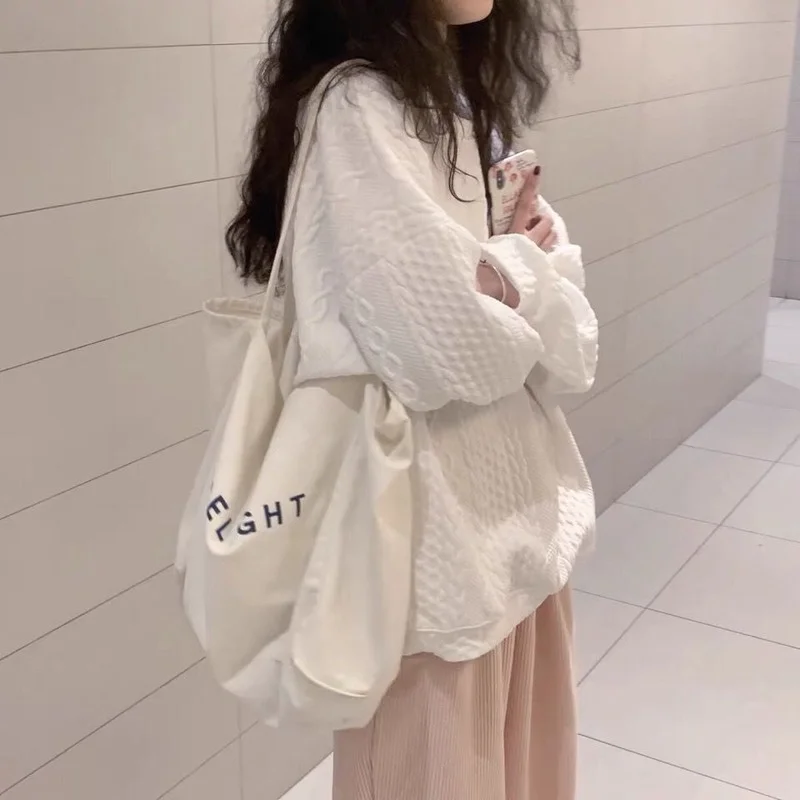 Sweatshirts Women White Daily Loose Chic College Simple Design All-match Outerwear Ulzzang Students Leisure Spring O-Neck Solid | Женская