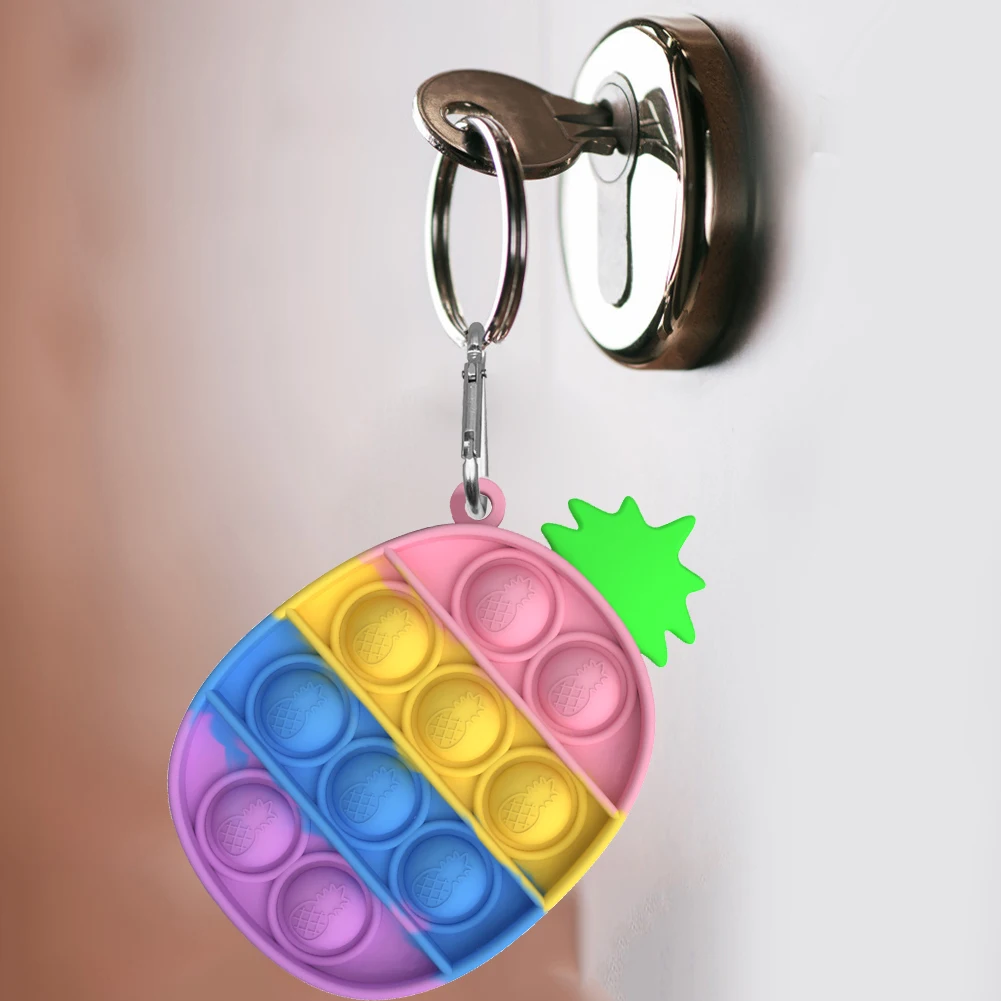 Juguete Simple de hoyuelos para aliviar el estr&eacute;s, llavero colgante con burbujas de empuje para autismo, juguetes para ni&ntilde;os adultos-1