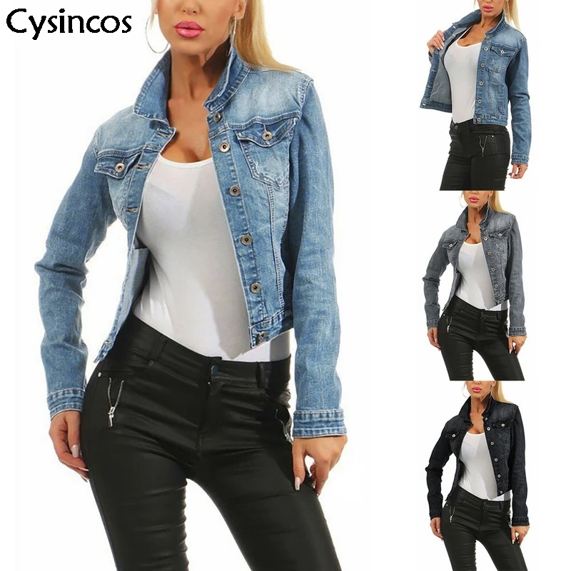 Cysincos Фирменная Новинка выцветшие застиранные джинсы куртка модная женская