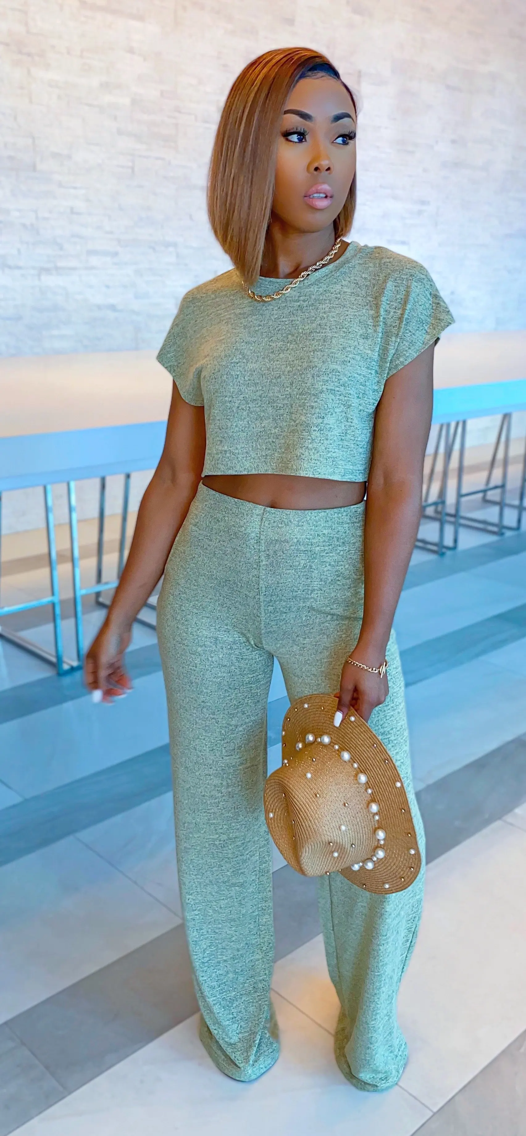 

2020 Wholesale Hot Sale Summer Pure Color Two Piece Set O Neck Short Sleeve T-shirt Top And Long Pants Casual Streetwear