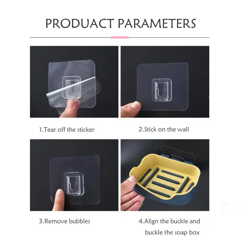 

Soap Rack No Drilling Bathroom Soap Dish Holder Bathroom Soaps Box Storage Shelf Plastic Wall Mounted Draining Organizer Tray