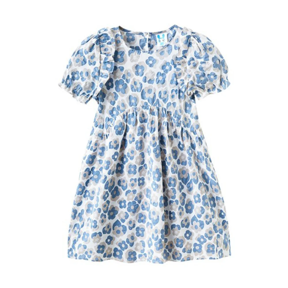 

Cultiseed Big Girls Summer Cute Sweet Flowers Print Princess Party Dress Students Kids Korean Puff Sleeve Casual Gowns Clothing