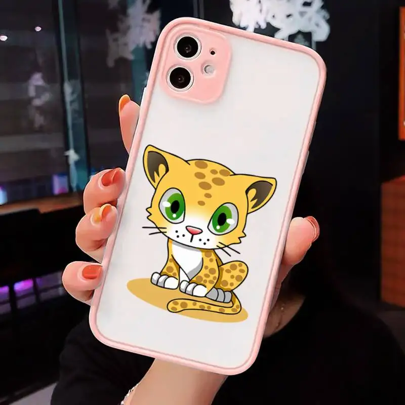 

Leopard cartoon cute Phone Cases matte transparent For iphone 7 8 11 12 plus mini x xs xr pro max cover