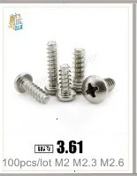 100 шт. M1 M1.2 M1.4 M1.7 M2 M2.3 M2.6 M3 PA Phillips микро винты для ноутбука с полукруглой головкой саморезы электронные маленькие винты для дерева