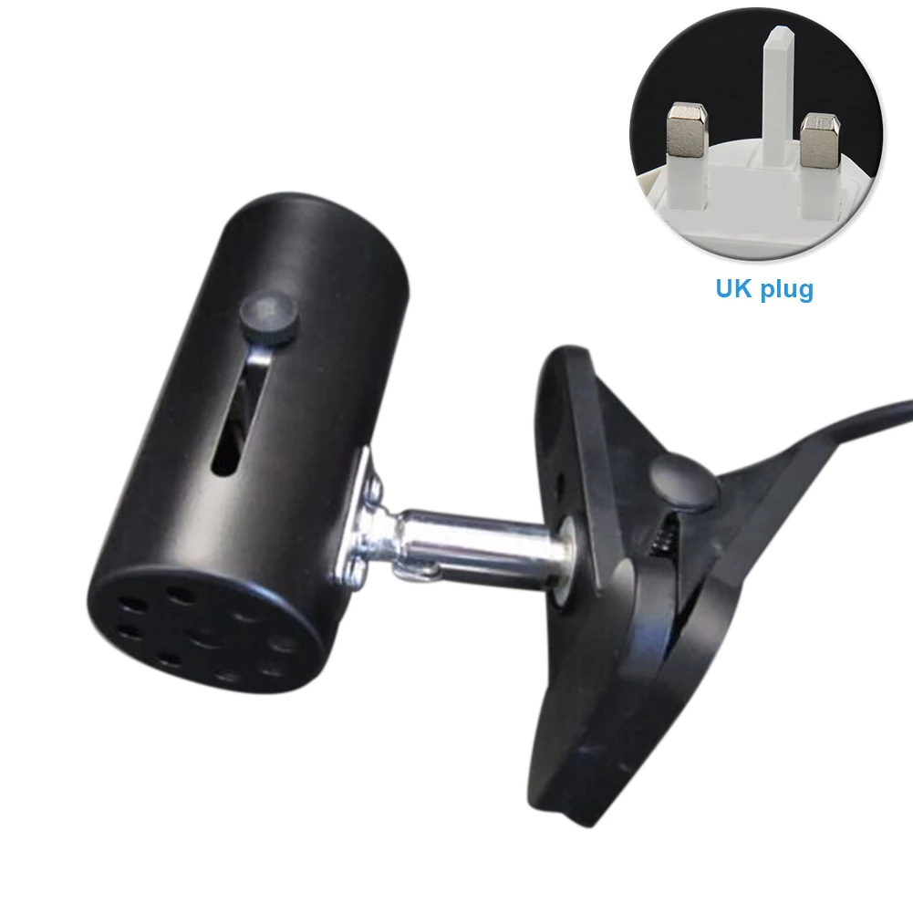Base Bulb Clip With Switch Metal Reptile Pet Lamp Holder Fish Tank Fixture Heating Turtle Habitat Stand UVA+UVB Light Clamp | Дом и сад