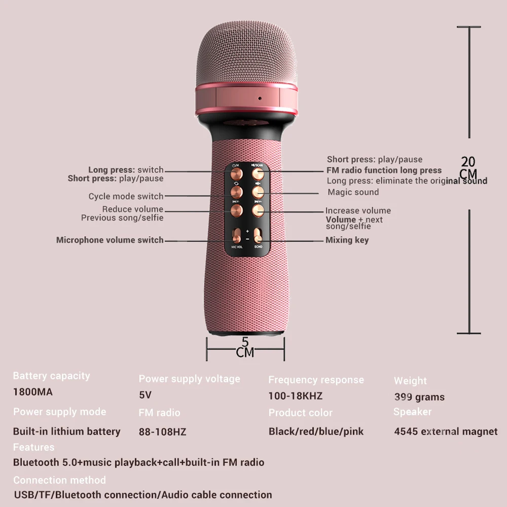 Ручной микрофон WS-898 Bluetooth с поддержкой FM-радио беспроводной караоке-динамик