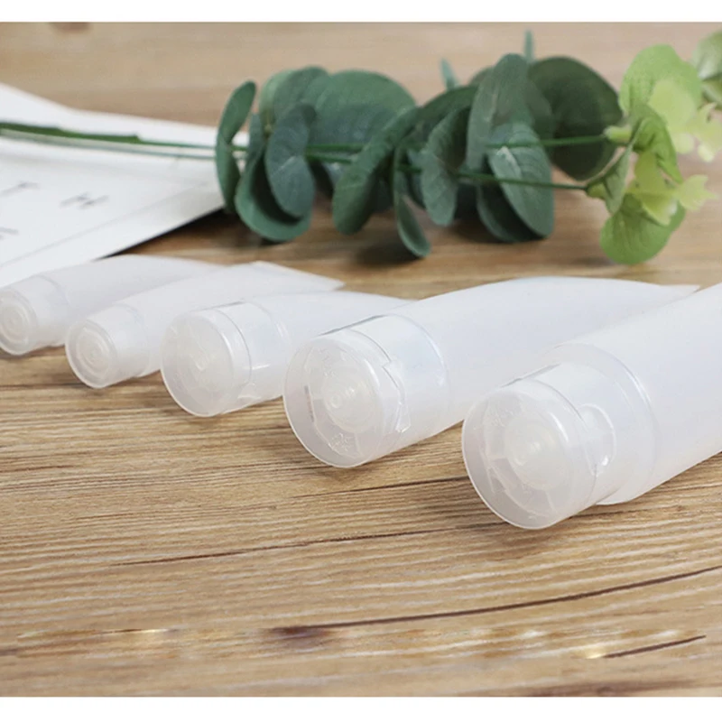 

50pcs/lot Clear Plastic Soft Tubes Empty Cosmetic Cream Emulsion Lotion Packaging Containers Travel Makeup Tools Hose Flip Cover