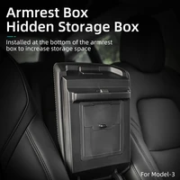 hidden transparent storage box for tesla model 3 2017 2021model y armrest box cover storage box interior accessories