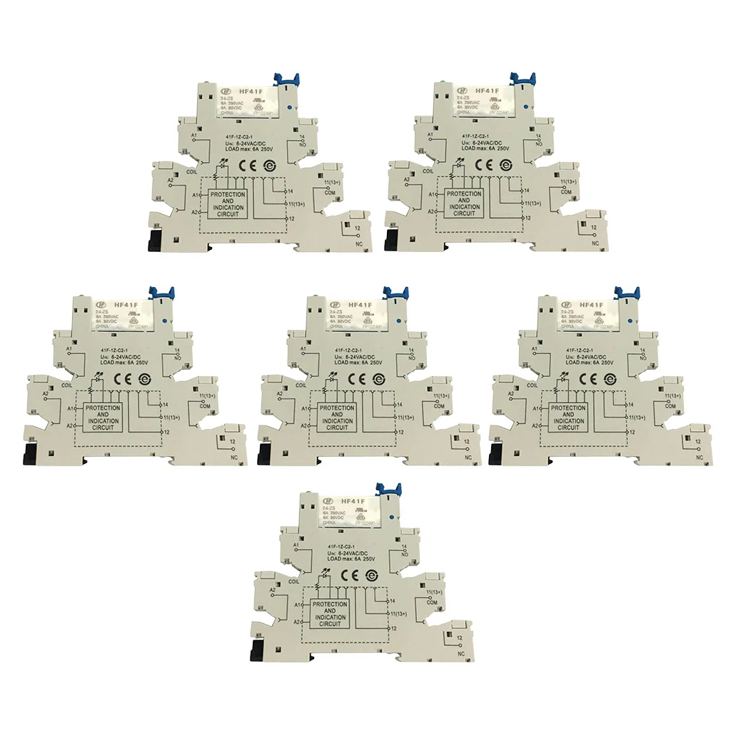 6 шт. 5 PIN релейная розетка 6-24V AC/DC 6A использование с HF41F PCB релейный модуль для Hongfa |