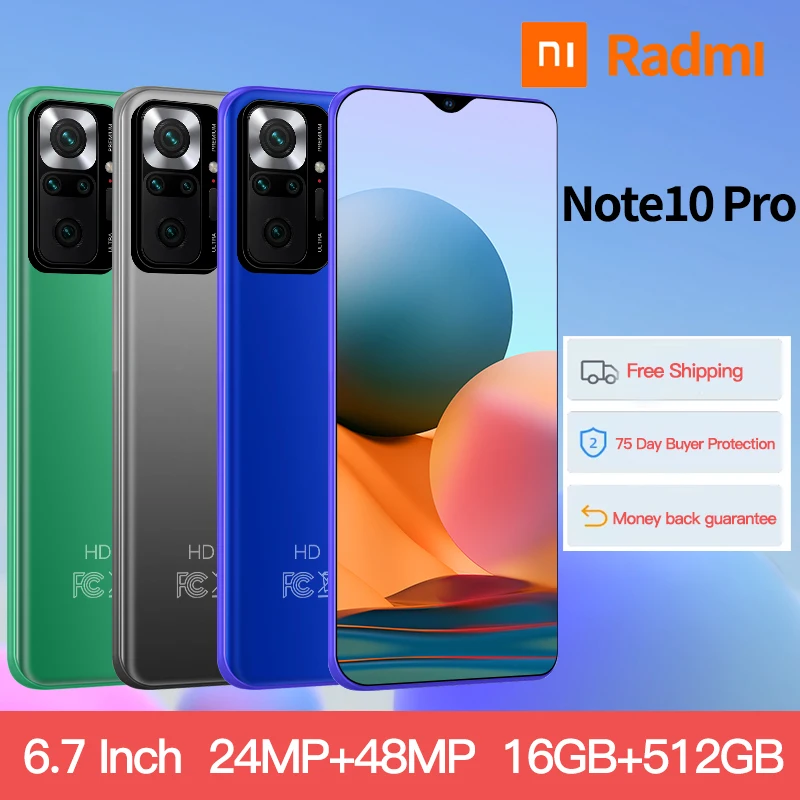 

Global Version Radml Note 10 Pro Smartphone 6.7inch 48MP Quad Camera Mobile Phones
