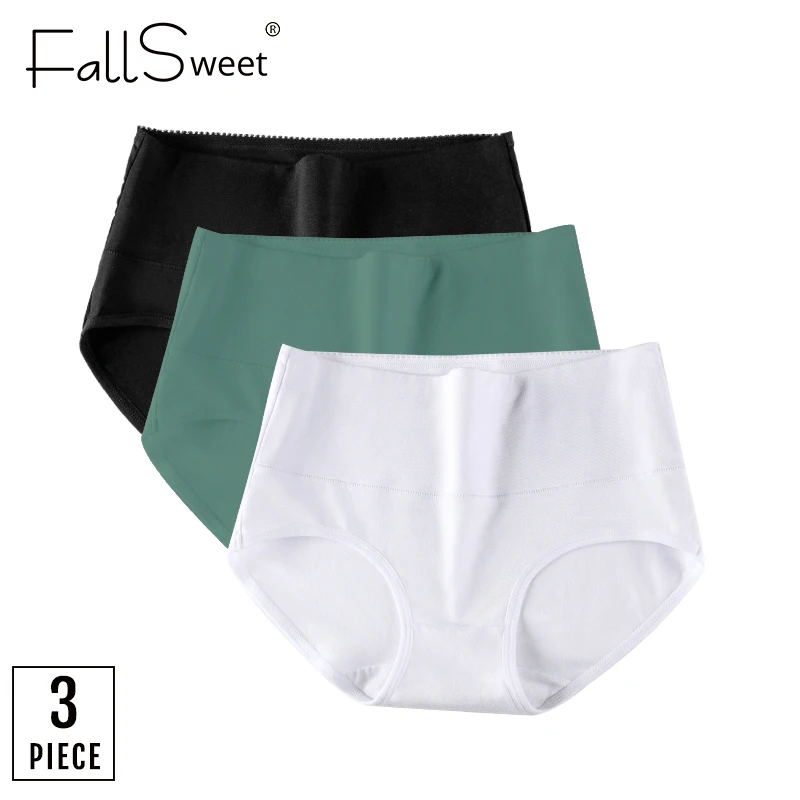 FallSweet 3 шт./лот! Женские хлопковые трусики с завышенной талией|Женские трусики| |
