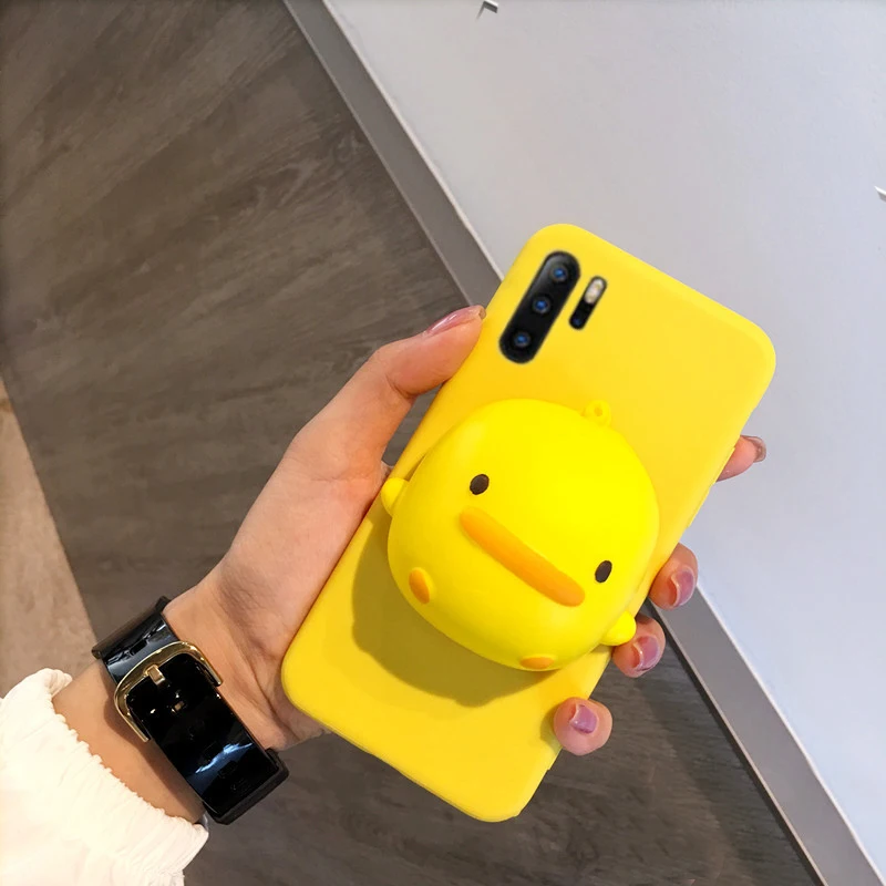 funny soft 3D yellow duck silicone phone case on for huawei honor 9 lite 8 10 7a 7c pro play v10 7s 8X 7x cute matte back cover | Мобильные
