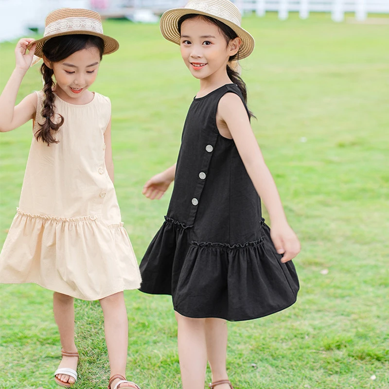 100% Cotton New 2020 Summer Teenager Kid Dresses For Girl Elegant Baby Dress Children Ruffles Kids Clothes Girls 9 To 14 Years | Детская