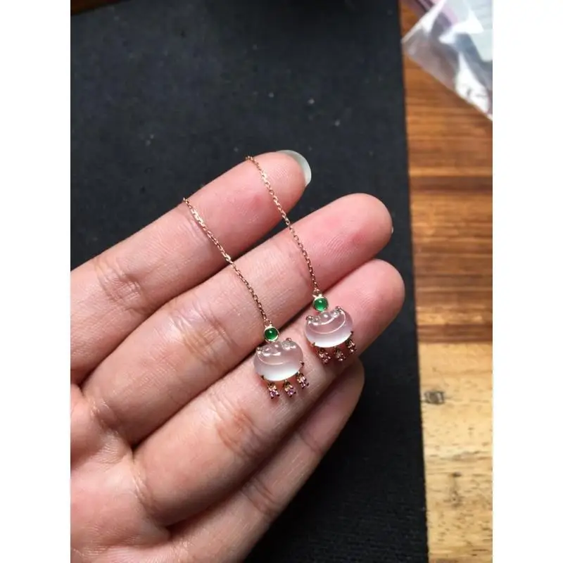 

Оригинальный дизайн, длинные серьги-кисточки из натурального белого яичного лапши, халцедона, китайские ретро светлые роскошные очаровате...