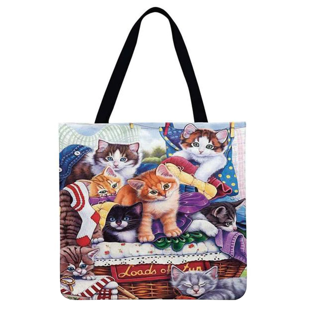 

Cats Printed Shoulder Shopping Bag Casual Ladies Large Capacity Tote Handbags