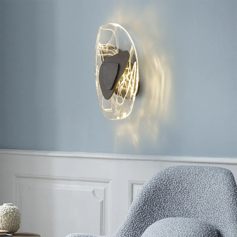 

Postmodern simple Light luxury atmospheric creative art designer crystal wall lamp for Hotel living room bedroom